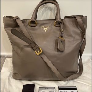 Prada soft calf leather shopping tote